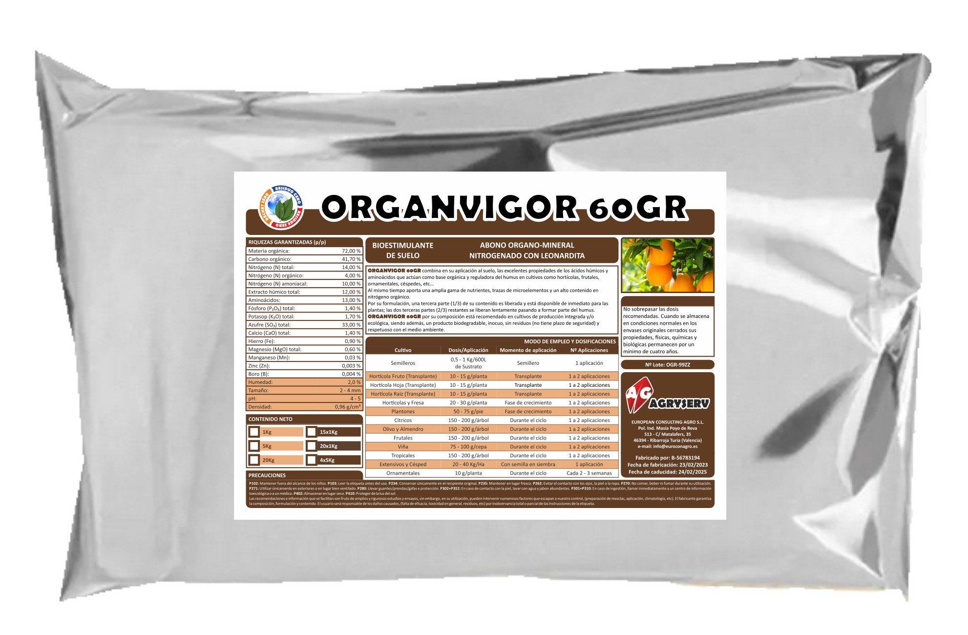 Envase ORGANVIGOR 60GR